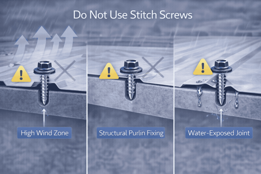 When Stitch Screws Should NOT Be Used​