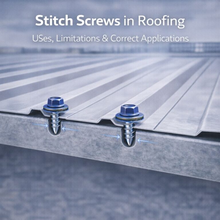 Stitch Screws in Roofing: Purpose, Placement & Common Site Mistakes
