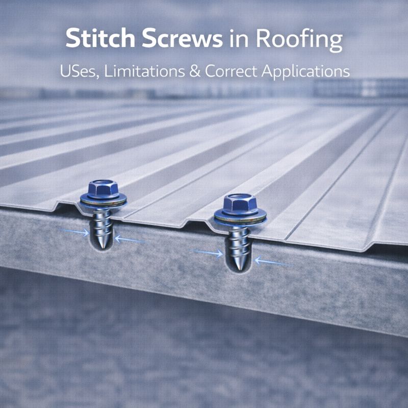 Stitch Screws in Roofing: Purpose, Placement & Common Site Mistakes
