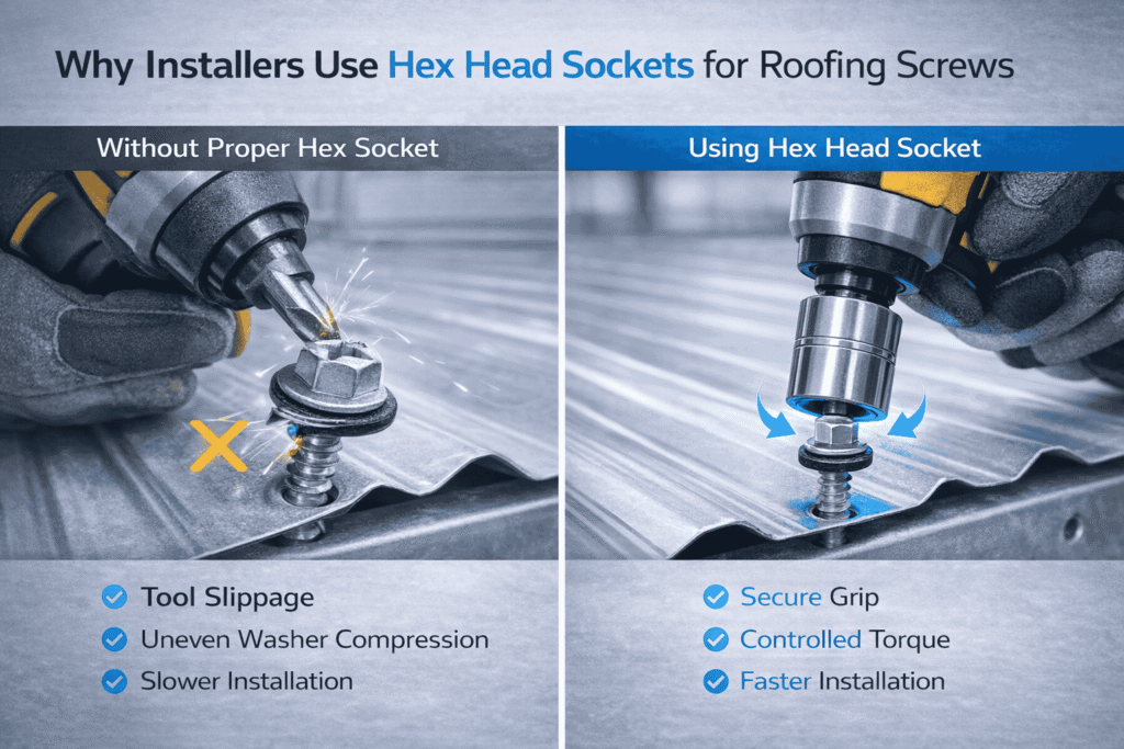 How a Hex Head Socket Helps in Roofing Screw Installation