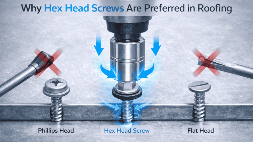Why Hex Head Screws are preferred in roofing